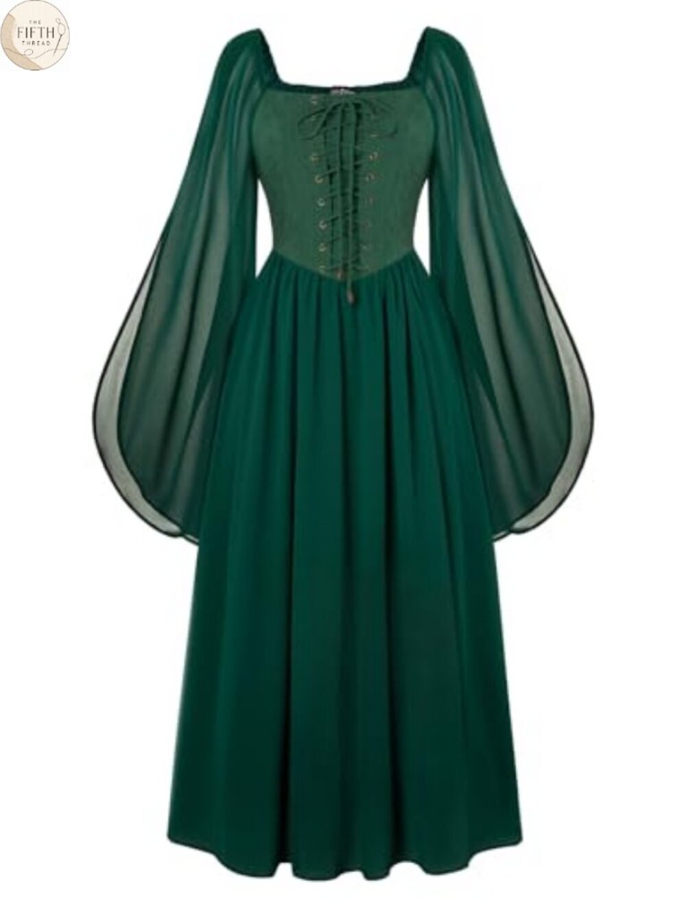 Renaissance Costume Medieval Witch Dress Chiffon Bell Sleeve